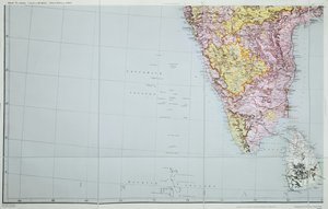 Güney Hindistan Haritası, 1898 (renkli litografi)